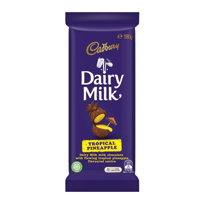 Cadbury Tropical Pineapple 180g, Australian Milk Chocolate, Pineapple, Chocolate - Frosty Sweet Factory