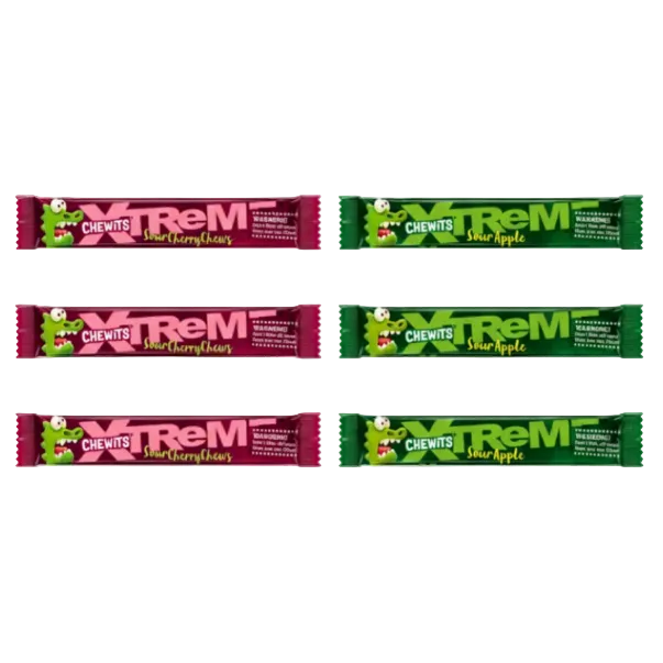 Six evenly spaced Chewits Xtreme bars