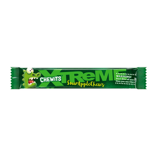 CLEARANCE: Xtreme Chewits Sour Apple Chews Sweets (34g) Vegetarian Halal