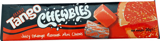 Tango Chewbies Orange Mini Chews 30g Halal Vegetarian Vegan Stick Pack Candy Sweets