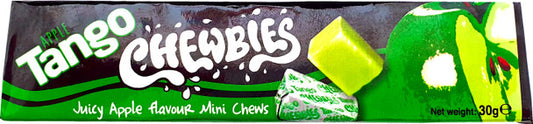 Tango Chewbies Green Apple Mini Chews 30g Halal Vegetarian Vegan Stick Pack Candy Sweets