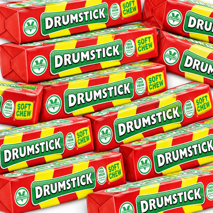 Full-frame composition of several Drumstick stick packs using the original photo