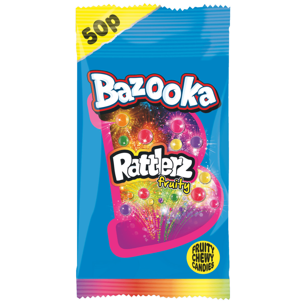 Bazooka Rattlerz Fruity Bag 40g PMP 50P, Halal, Gluten Free - Frosty Sweet Factory