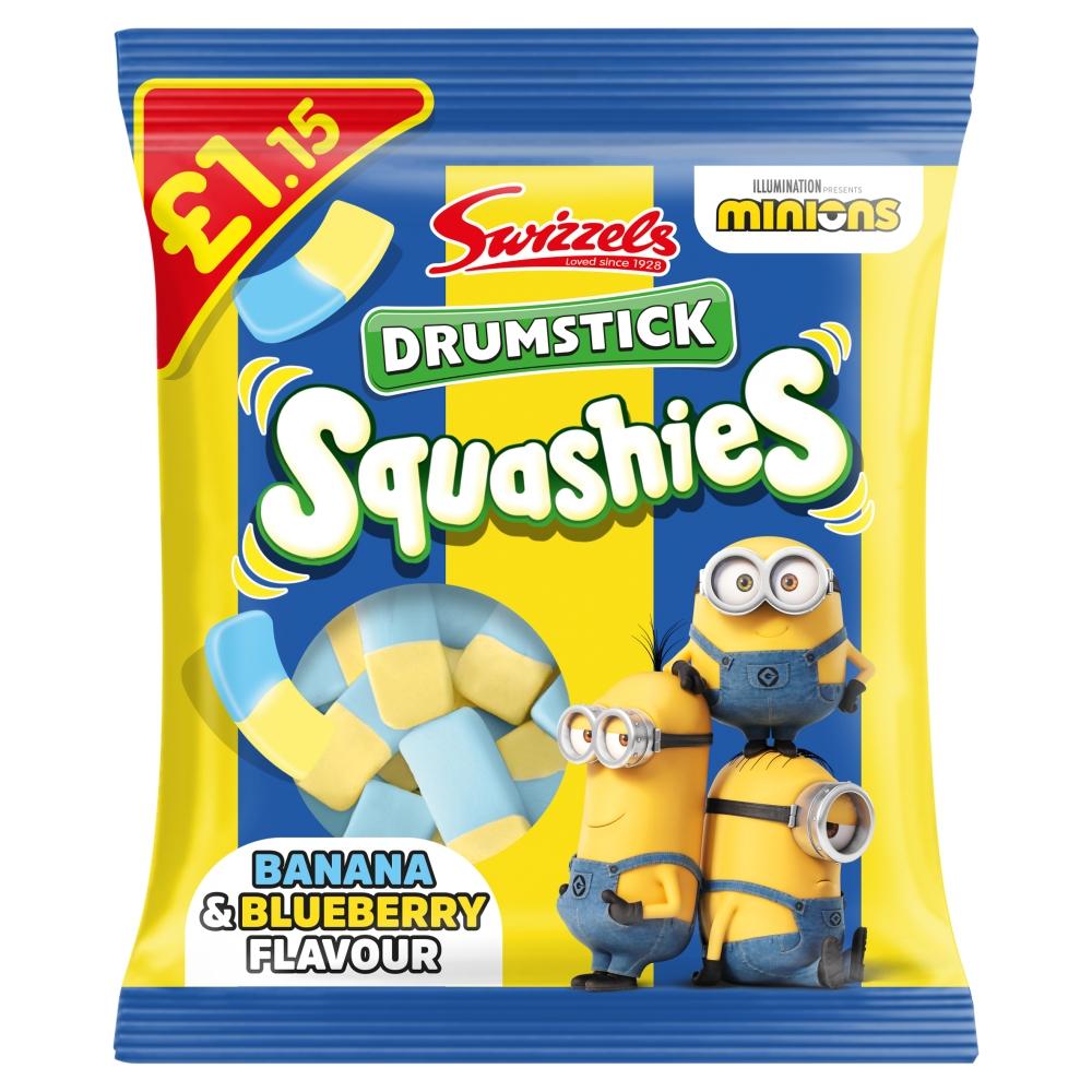 Swizzels Drumstick Squashies Minions Banana & Blueberry Flavour 110g PMP £1.15 - Frosty Sweet Factory