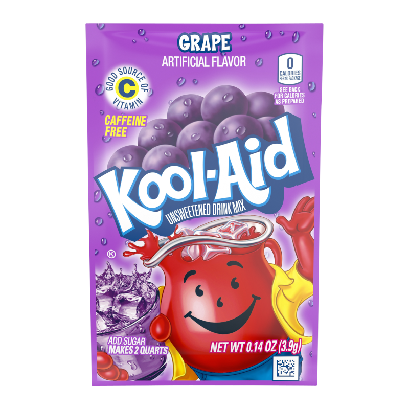 Kool-Aid Grape Drink Mix - 0.14oz (3.9g) USA Drink Mix - Frosty Sweet Factory
