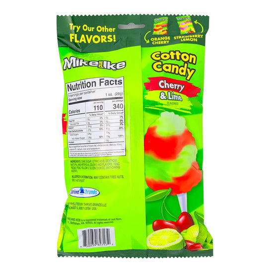 CLEARANCE: Mike & Ike Cotton Candy 3oz (85g) USA Cotton Candy Floss Cherry-Lime, Orange-Cherry, Strawberry-Lemon