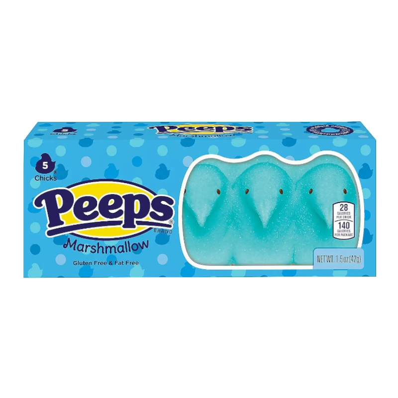 Peeps Blue Marshmallow Chicks 5 Pack 1.5oz - 42g USA Candy Mallow Sweets