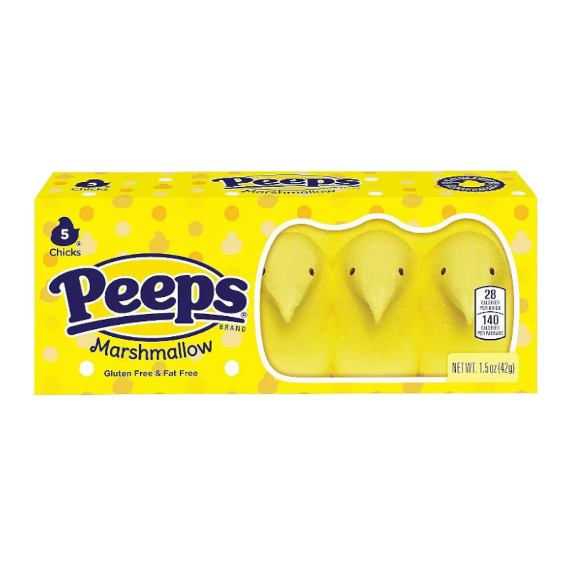 Peeps Yellow Marshmallow Chicks 5 Pack 1.5oz - 42g USA Candy Mallow Sweets