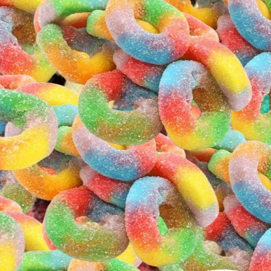 Frostys Rainbow Rings Sweets Sugar Coated Gluten Free Dairy Free Halal Jelly Candy Salad Sweet Snacks
