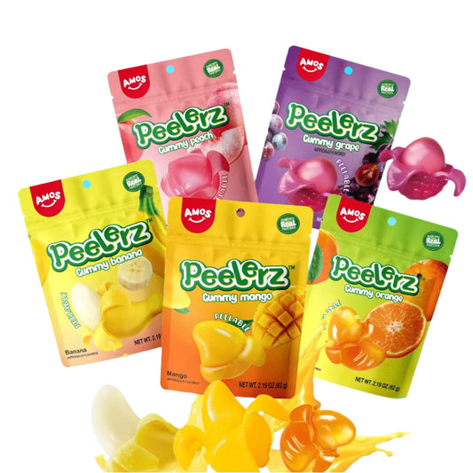Amos Gummy Peelerz & 4D Fruit Bursts USA Peelable Candy Snack Large American Sweet Bags