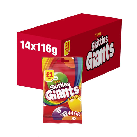 Skittles Giants Chewy Sweets Original Fruits Flavoured Treat Bag 116g PMP Vegan Vegetarian Halal Candy Sweet Snacks