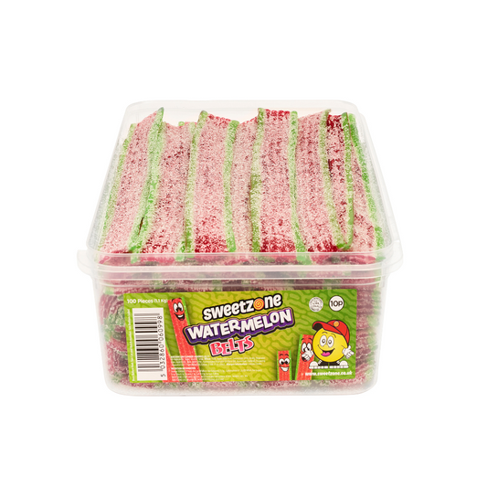 Pick N Mix Tubs Fizzy Watermelon Belts Sweetzone Halal Red & Green Candy Sweets