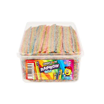 Sweetzone Fizzy Rainbow Belts Tub Halal Candy Sweets Pick N Mix Sweet Tubs