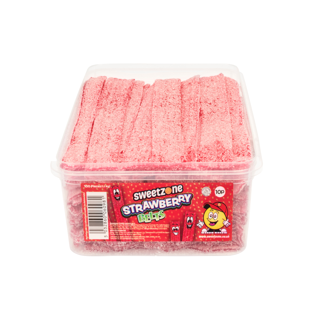 Sweetzone Fizzy Strawberry Belts Halal Candy Pick N Mix Sweets